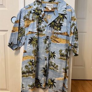 Blue Island Print Hawaiian Men's Shirt